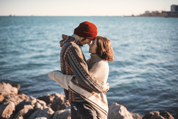 Couple Hugging Sea